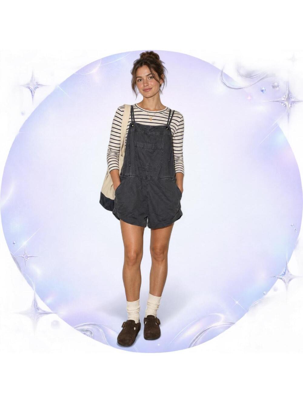 Billabong Wild Pursuit Charcoal Short Overalls Romper XS